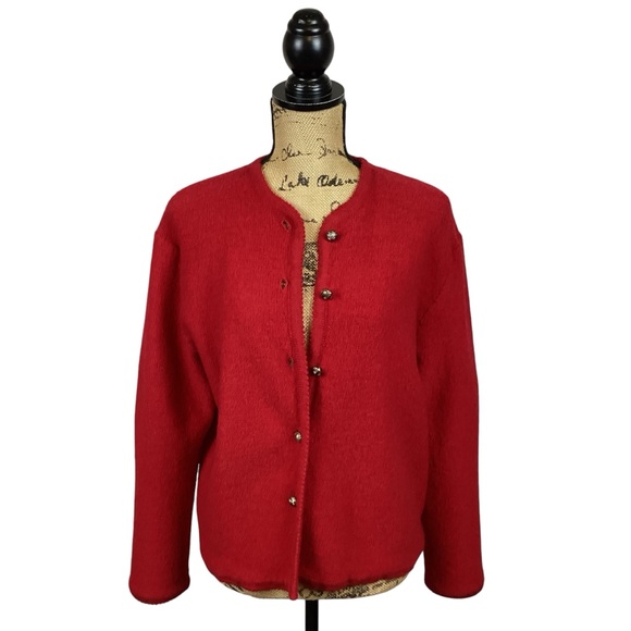 Sag Harbor Wool Jacket Womens Medium Button Up Red - Picture 1 of 8